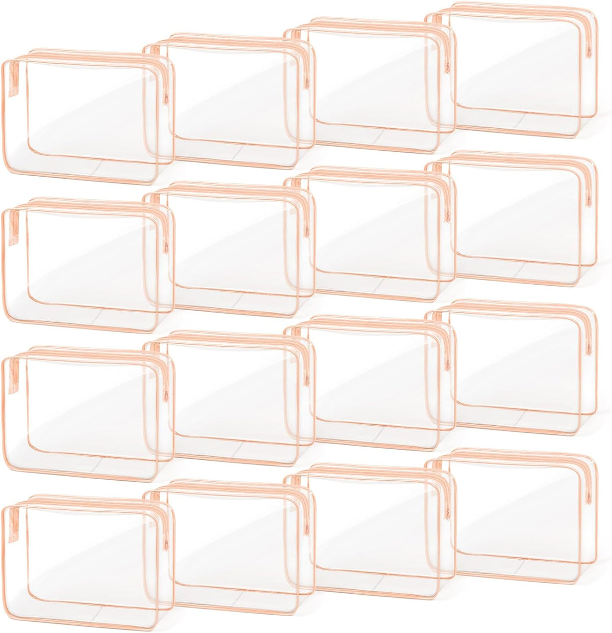 16 PCS Clear Makeup Bag, Travel Essentials Toiletry Bag, Transparent PVC Cosmetic Organizer Toy Storage Pouch for Women Men- WHITE,Medium