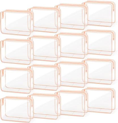 16 PCS Clear Makeup Bag, Travel Essentials Toiletry Bag, Transparent PVC Cosmetic Organizer Toy Storage Pouch for Women Men- WHITE,Medium