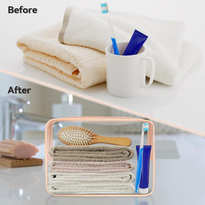 16 PCS Clear Makeup Bag, Travel Essentials Toiletry Bag, Transparent PVC Cosmetic Organizer Toy Storage Pouch for Women Men- WHITE,Medium