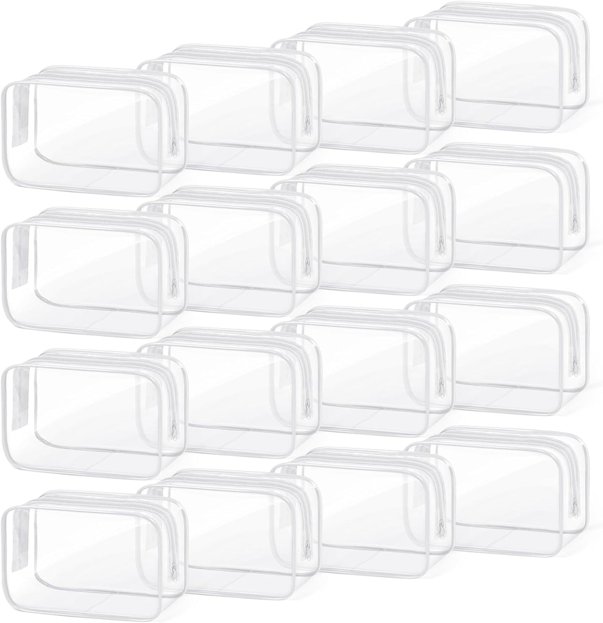 16 PCS Clear Makeup Bag, Travel Essentials Toiletry Bag, Transparent PVC Cosmetic Organizer Toy Storage Pouch for Women Men- WHITE,Medium