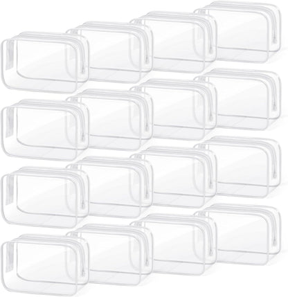 16 PCS Clear Makeup Bag, Travel Essentials Toiletry Bag, Transparent PVC Cosmetic Organizer Toy Storage Pouch for Women Men- WHITE,Medium