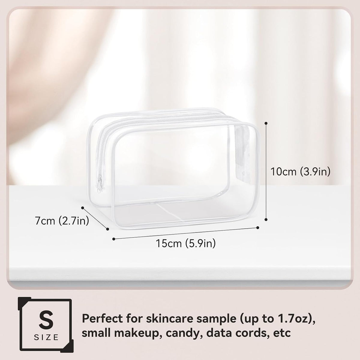 16 PCS Clear Makeup Bag, Travel Essentials Toiletry Bag, Transparent PVC Cosmetic Organizer Toy Storage Pouch for Women Men- WHITE,Medium