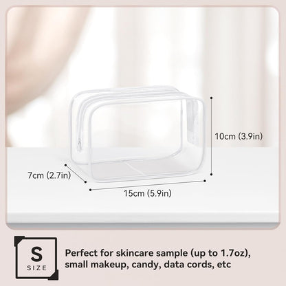 16 PCS Clear Makeup Bag, Travel Essentials Toiletry Bag, Transparent PVC Cosmetic Organizer Toy Storage Pouch for Women Men- WHITE,Medium