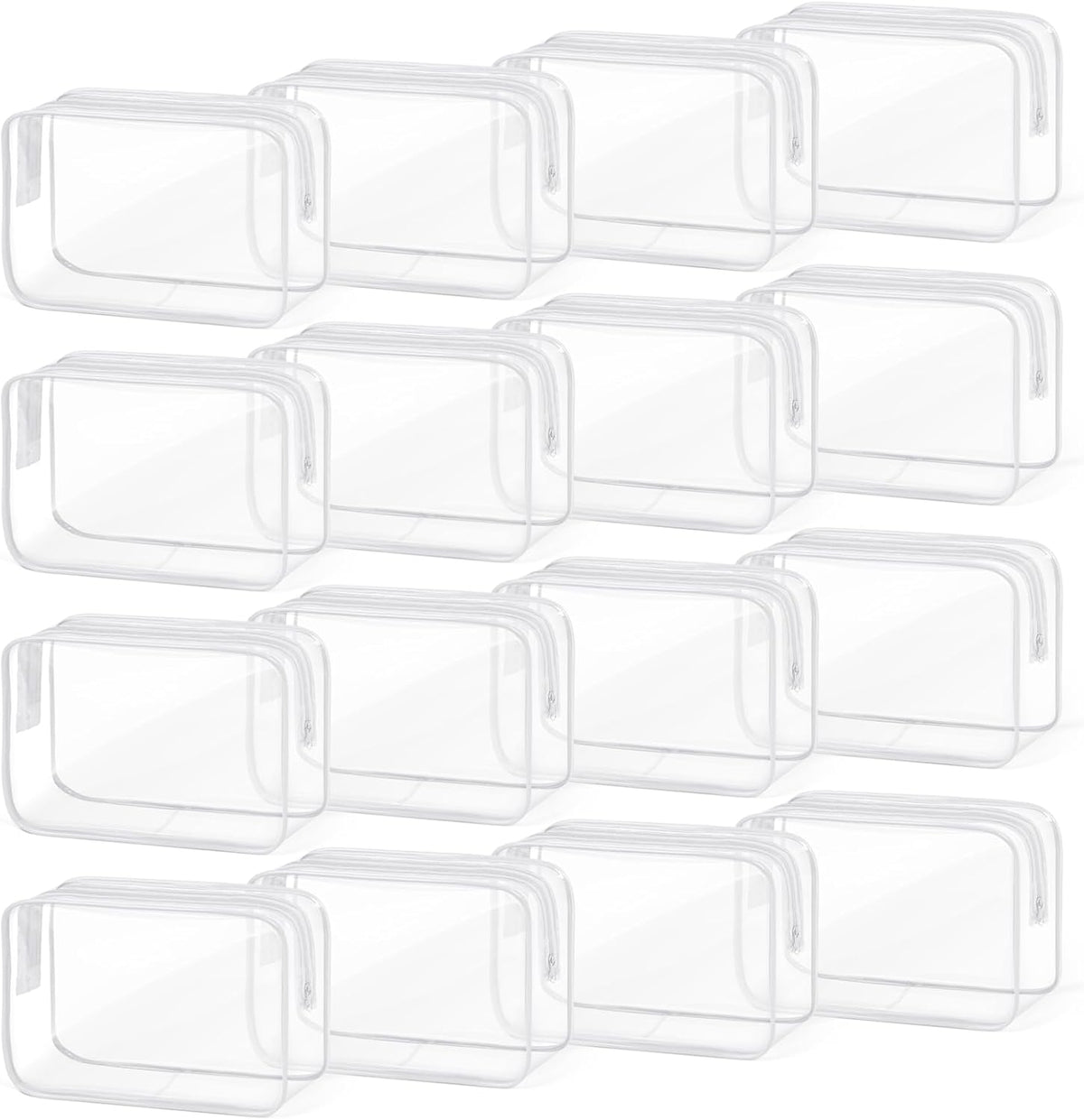 16 PCS Clear Makeup Bag, Travel Essentials Toiletry Bag, Transparent PVC Cosmetic Organizer Toy Storage Pouch for Women Men- WHITE,Medium