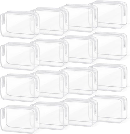 16 PCS Clear Makeup Bag, Travel Essentials Toiletry Bag, Transparent PVC Cosmetic Organizer Toy Storage Pouch for Women Men- WHITE,Medium