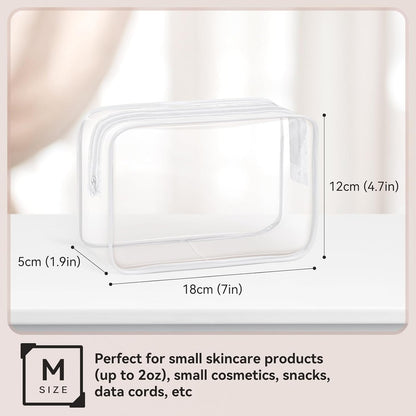 16 PCS Clear Makeup Bag, Travel Essentials Toiletry Bag, Transparent PVC Cosmetic Organizer Toy Storage Pouch for Women Men- WHITE,Medium