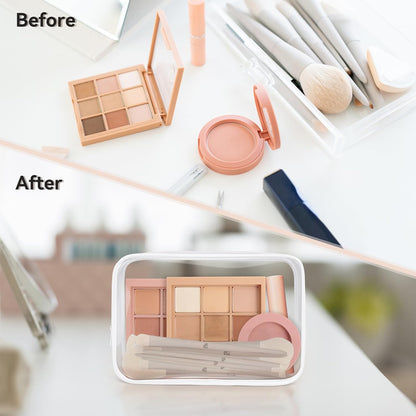 16 PCS Clear Makeup Bag, Travel Essentials Toiletry Bag, Transparent PVC Cosmetic Organizer Toy Storage Pouch for Women Men- WHITE,Medium