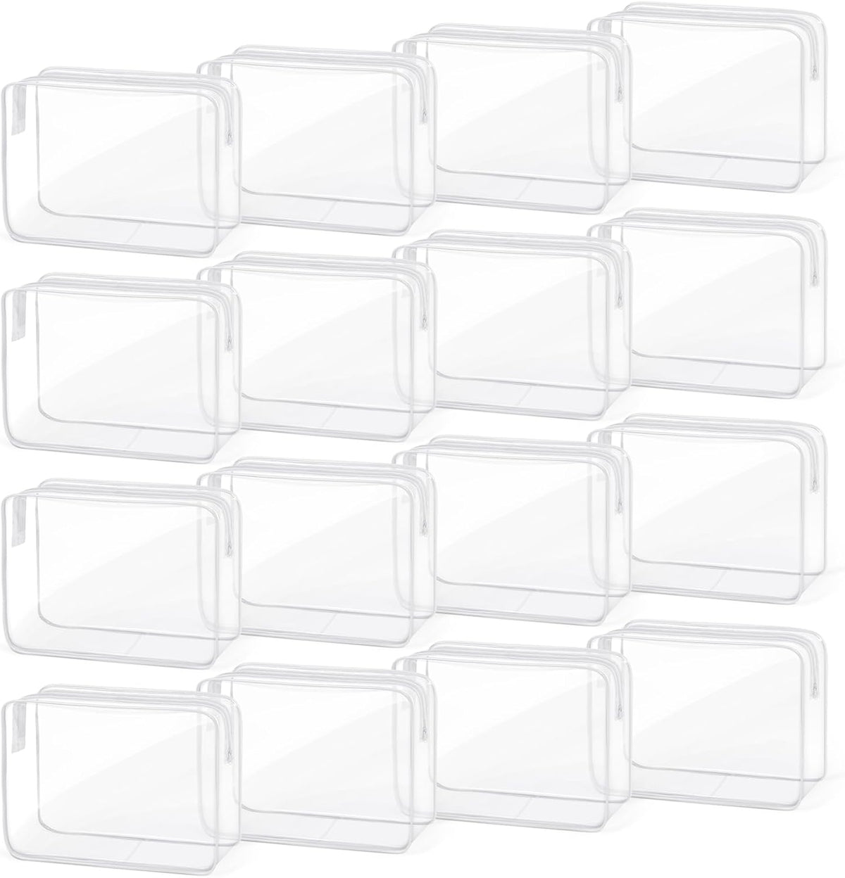 16 PCS Clear Makeup Bag, Travel Essentials Toiletry Bag, Transparent PVC Cosmetic Organizer Toy Storage Pouch for Women Men- WHITE,Medium