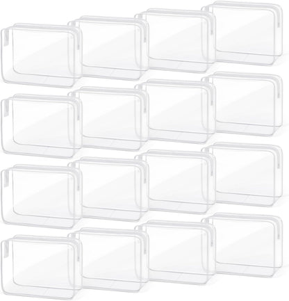 16 PCS Clear Makeup Bag, Travel Essentials Toiletry Bag, Transparent PVC Cosmetic Organizer Toy Storage Pouch for Women Men- WHITE,Medium