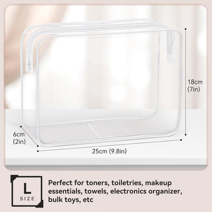 16 PCS Clear Makeup Bag, Travel Essentials Toiletry Bag, Transparent PVC Cosmetic Organizer Toy Storage Pouch for Women Men- WHITE,Medium