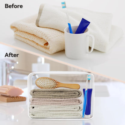 16 PCS Clear Makeup Bag, Travel Essentials Toiletry Bag, Transparent PVC Cosmetic Organizer Toy Storage Pouch for Women Men- WHITE,Medium