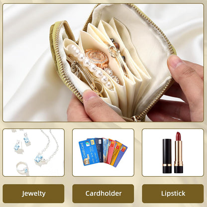 Travel Jewelry Case Small Soft Velvet Organizer Pouch Travel Gifts for Women Storage Bags Mini Jewelry Bag for Gemstones Bracelets Healing Crystal Earring Necklaces Small Pouch Gem Blue