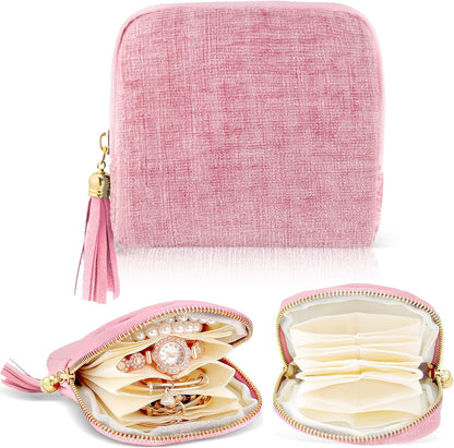 Travel Jewelry Case Small Soft Velvet Organizer Pouch Travel Gifts for Women Storage Bags Mini Jewelry Bag for Gemstones Bracelets Healing Crystal Earring Necklaces Small Pouch Gem Blue