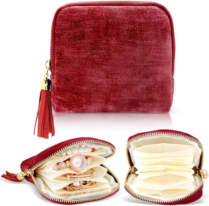 Travel Jewelry Case Small Soft Velvet Organizer Pouch Travel Gifts for Women Storage Bags Mini Jewelry Bag for Gemstones Bracelets Healing Crystal Earring Necklaces Small Pouch Gem Blue