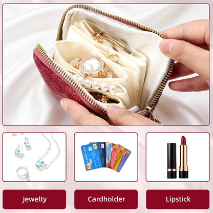 Travel Jewelry Case Small Soft Velvet Organizer Pouch Travel Gifts for Women Storage Bags Mini Jewelry Bag for Gemstones Bracelets Healing Crystal Earring Necklaces Small Pouch Gem Blue