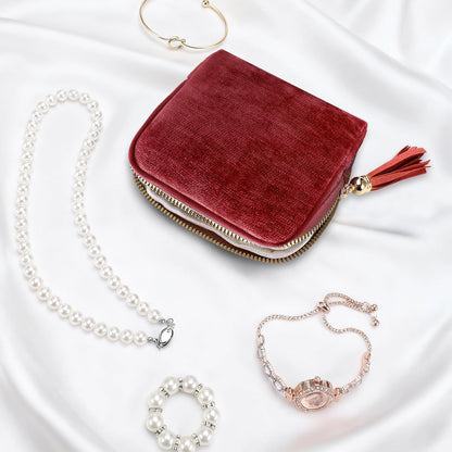 Travel Jewelry Case Small Soft Velvet Organizer Pouch Travel Gifts for Women Storage Bags Mini Jewelry Bag for Gemstones Bracelets Healing Crystal Earring Necklaces Small Pouch Gem Blue