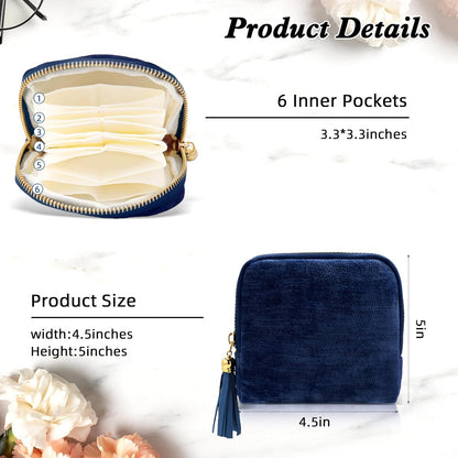 Travel Jewelry Case Small Soft Velvet Organizer Pouch Travel Gifts for Women Storage Bags Mini Jewelry Bag for Gemstones Bracelets Healing Crystal Earring Necklaces Small Pouch Gem Blue