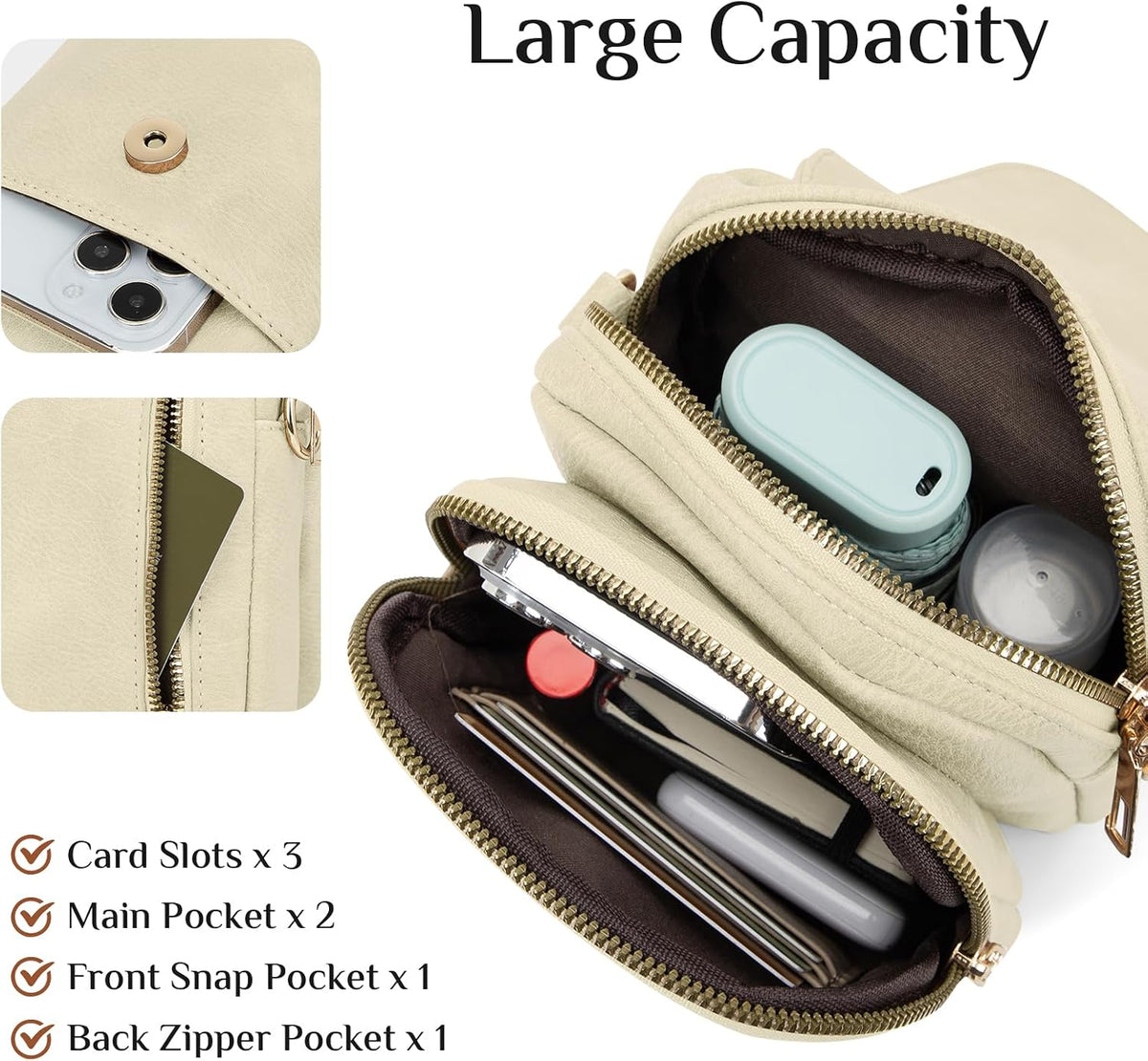 Fashion Small Crossbody Bags for Women Trendy Designer Cell Phone Purses Wallets with Card Holder Anti Theft Travel