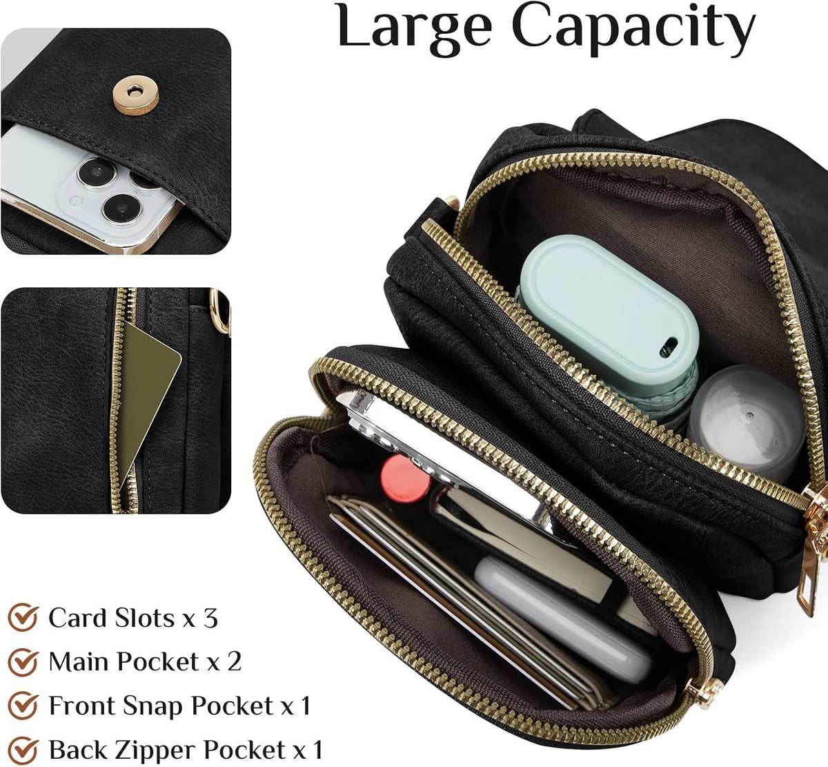Fashion Small Crossbody Bags for Women Trendy Designer Cell Phone Purses Wallets with Card Holder Anti Theft Travel