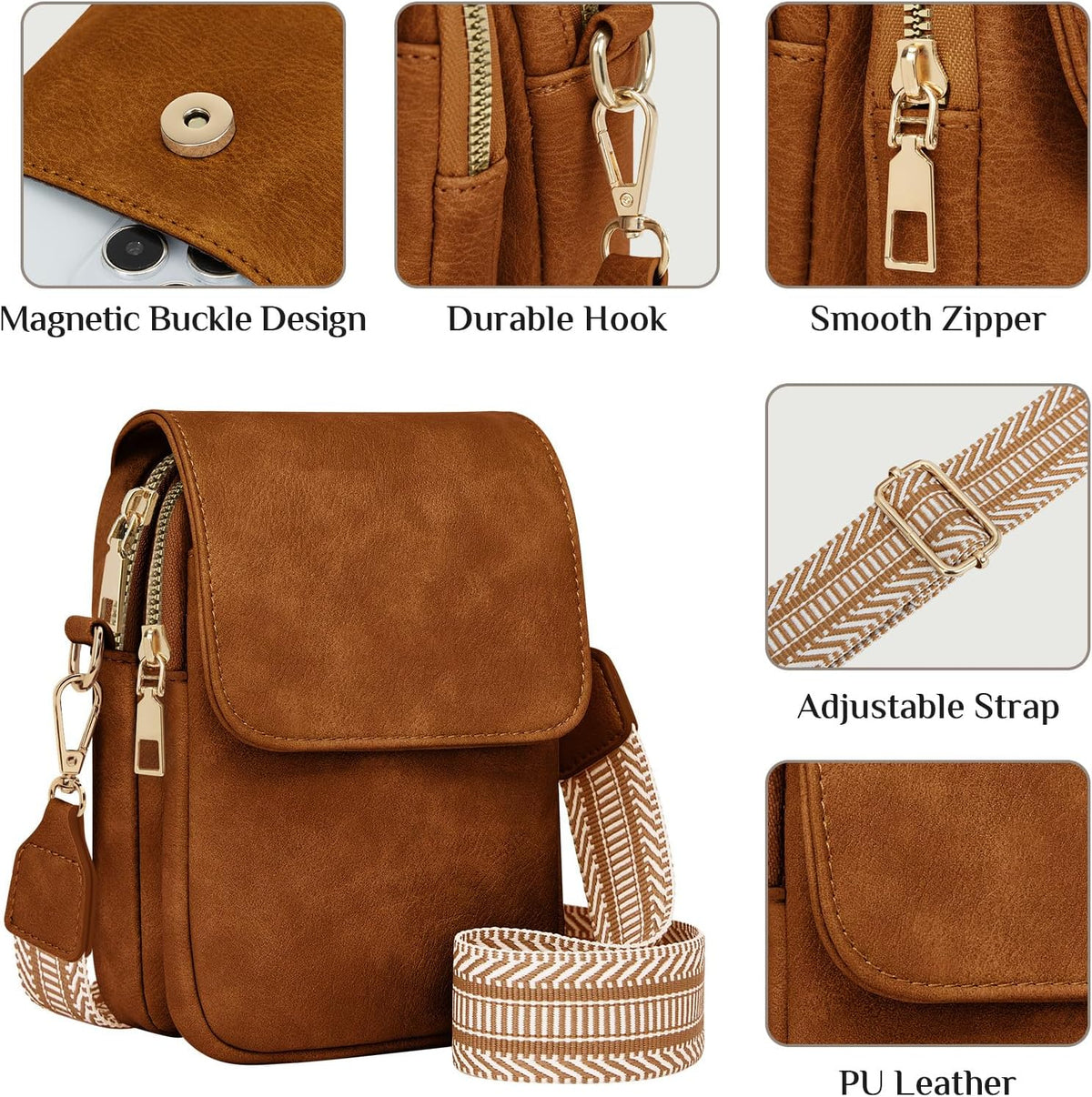 Fashion Small Crossbody Bags for Women Trendy Designer Cell Phone Purses Wallets with Card Holder Anti Theft Travel