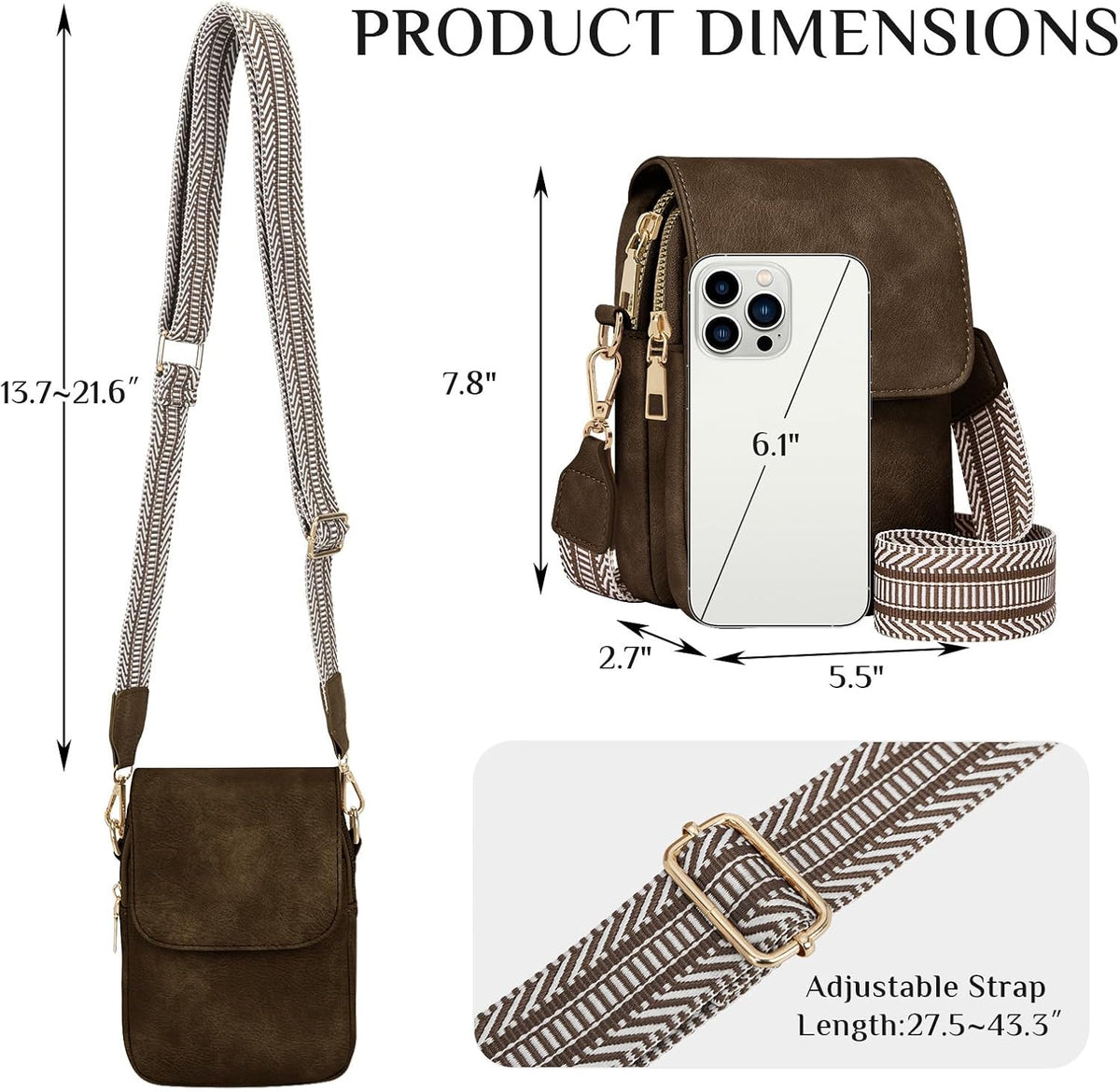 Fashion Small Crossbody Bags for Women Trendy Designer Cell Phone Purses Wallets with Card Holder Anti Theft Travel
