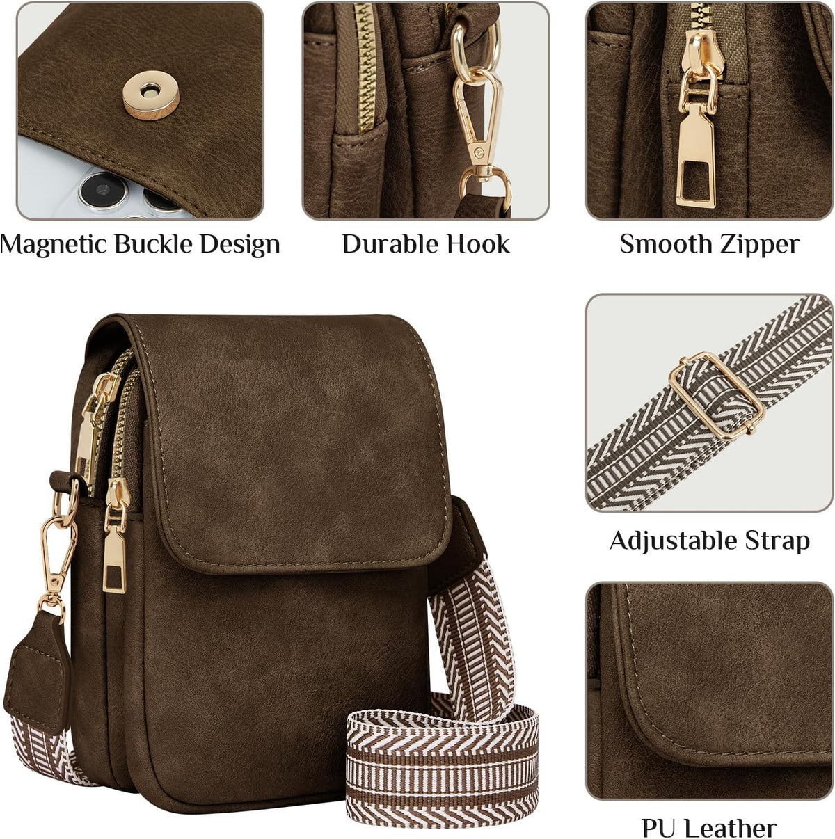 Fashion Small Crossbody Bags for Women Trendy Designer Cell Phone Purses Wallets with Card Holder Anti Theft Travel