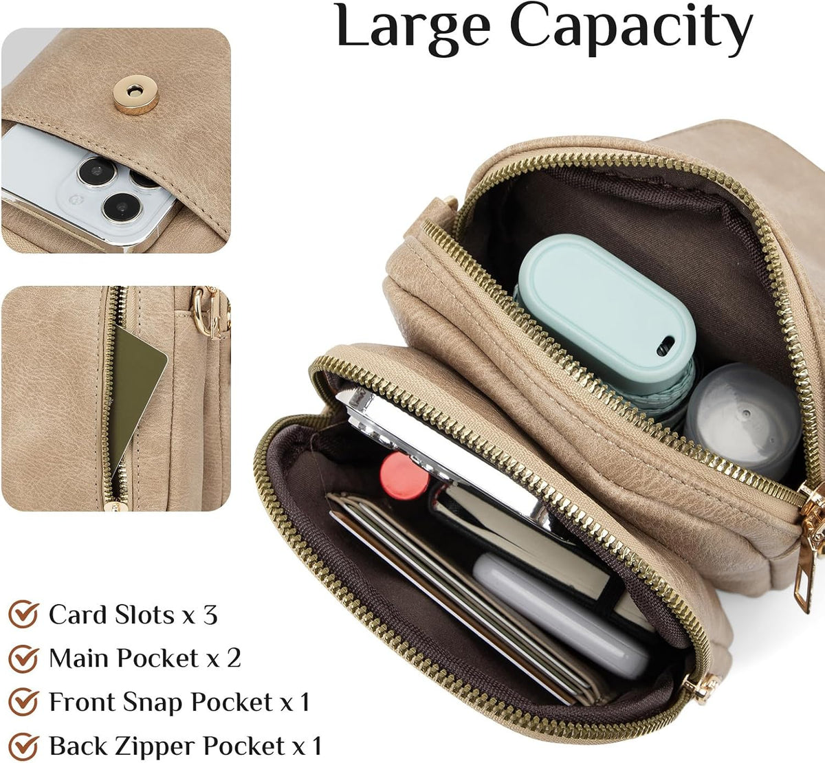 Fashion Small Crossbody Bags for Women Trendy Designer Cell Phone Purses Wallets with Card Holder Anti Theft Travel