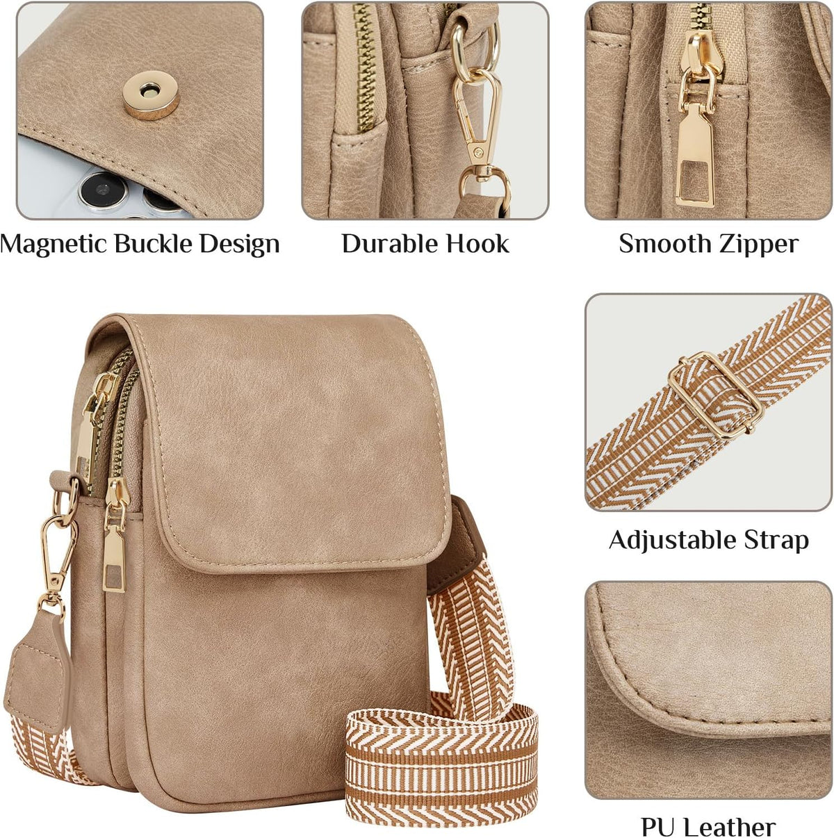 Fashion Small Crossbody Bags for Women Trendy Designer Cell Phone Purses Wallets with Card Holder Anti Theft Travel