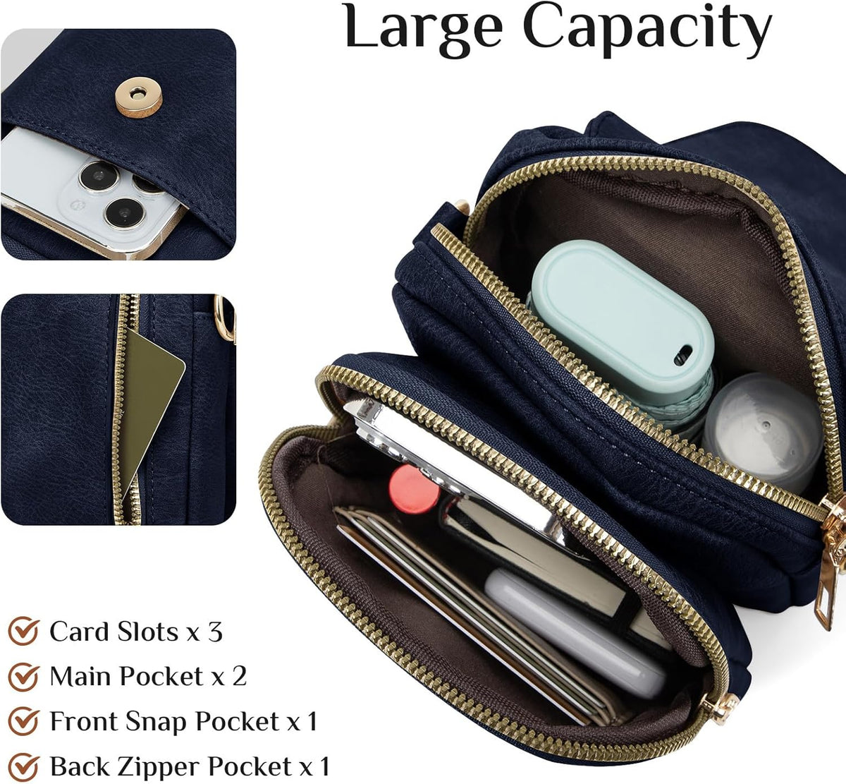 Fashion Small Crossbody Bags for Women Trendy Designer Cell Phone Purses Wallets with Card Holder Anti Theft Travel