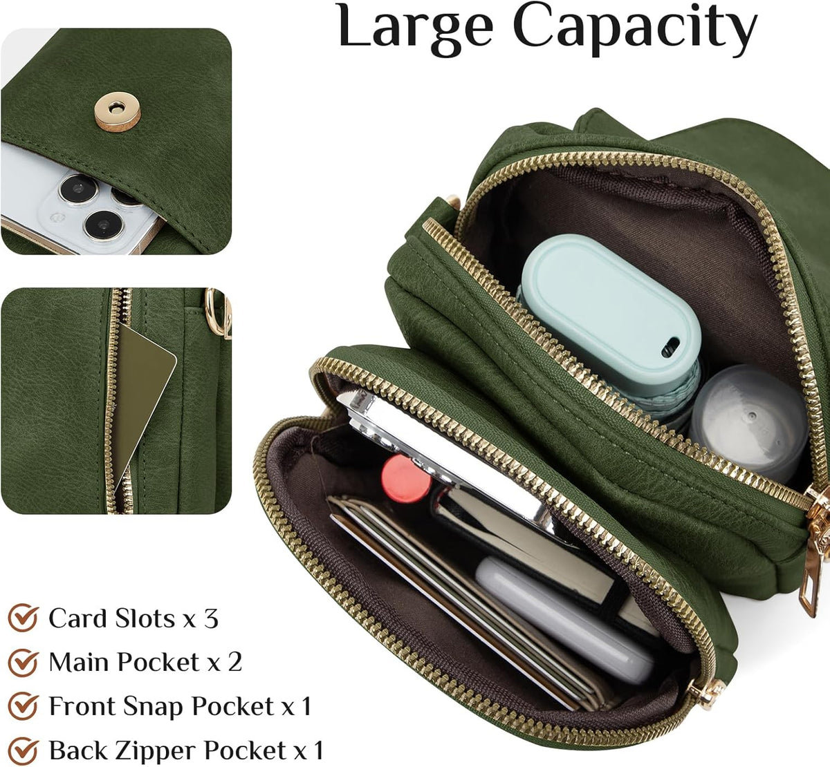 Fashion Small Crossbody Bags for Women Trendy Designer Cell Phone Purses Wallets with Card Holder Anti Theft Travel