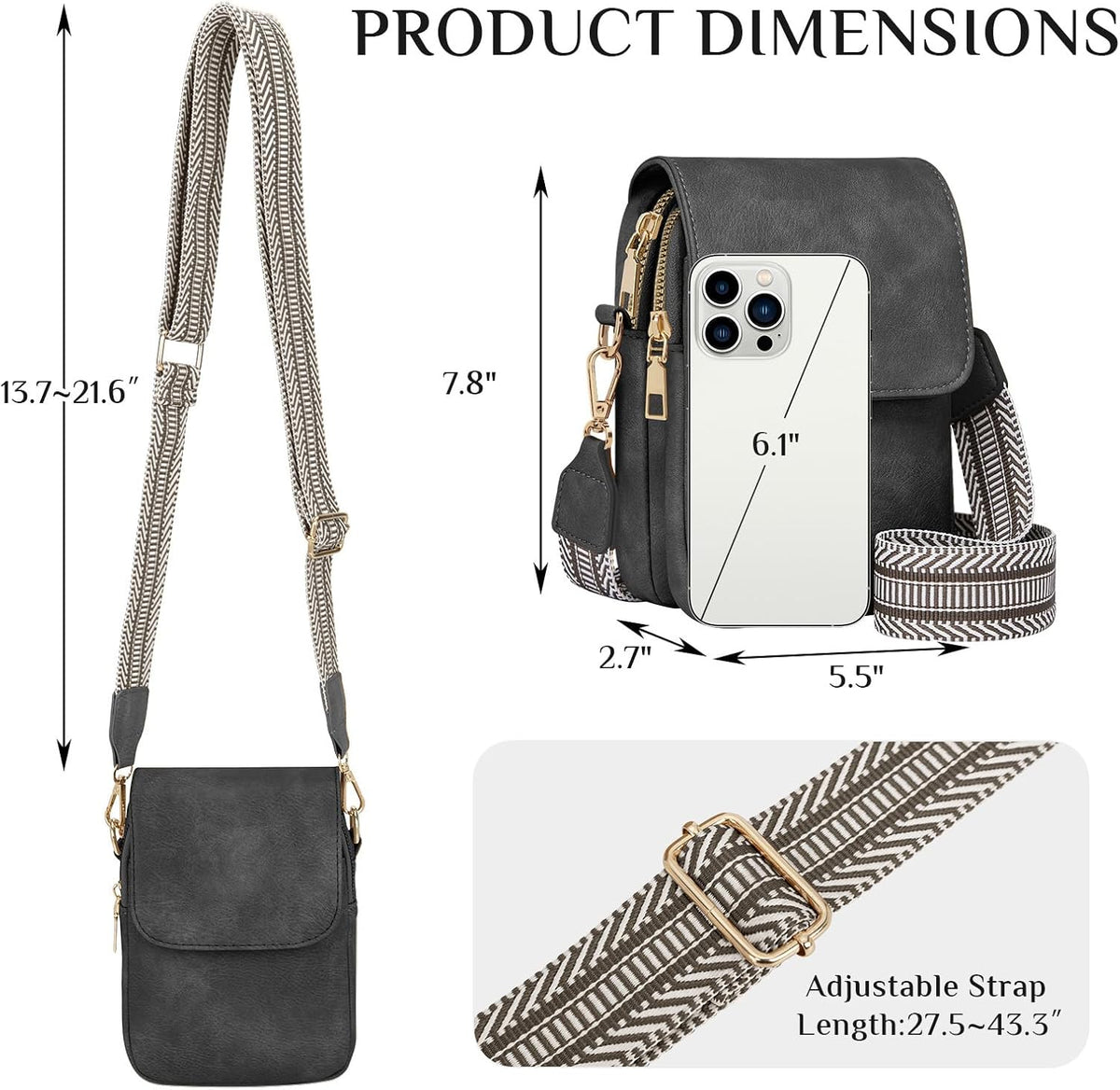 Fashion Small Crossbody Bags for Women Trendy Designer Cell Phone Purses Wallets with Card Holder Anti Theft Travel