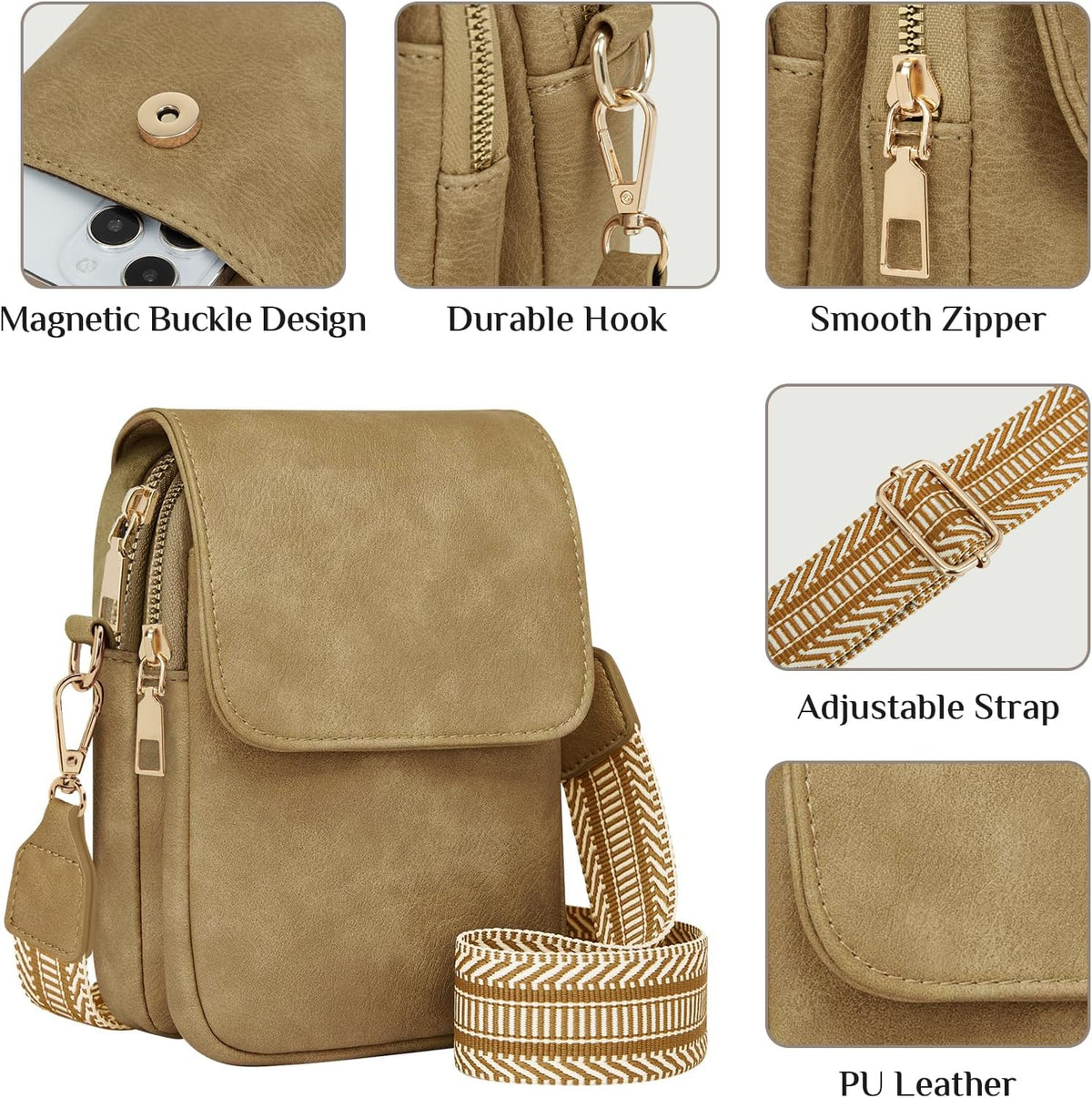Fashion Small Crossbody Bags for Women Trendy Designer Cell Phone Purses Wallets with Card Holder Anti Theft Travel
