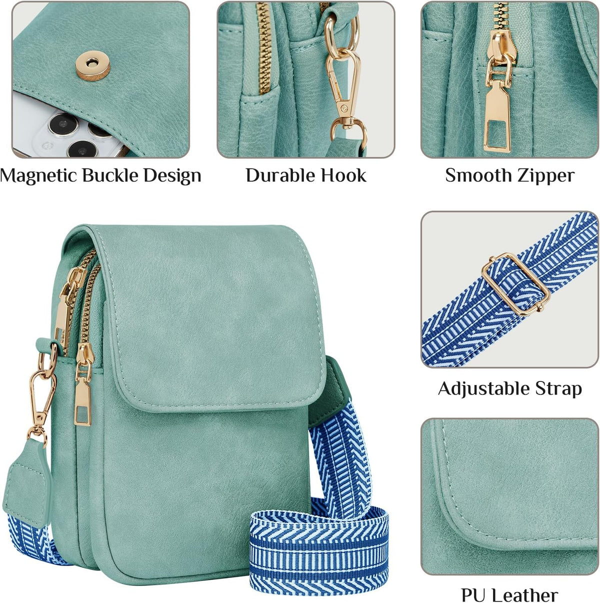 Fashion Small Crossbody Bags for Women Trendy Designer Cell Phone Purses Wallets with Card Holder Anti Theft Travel