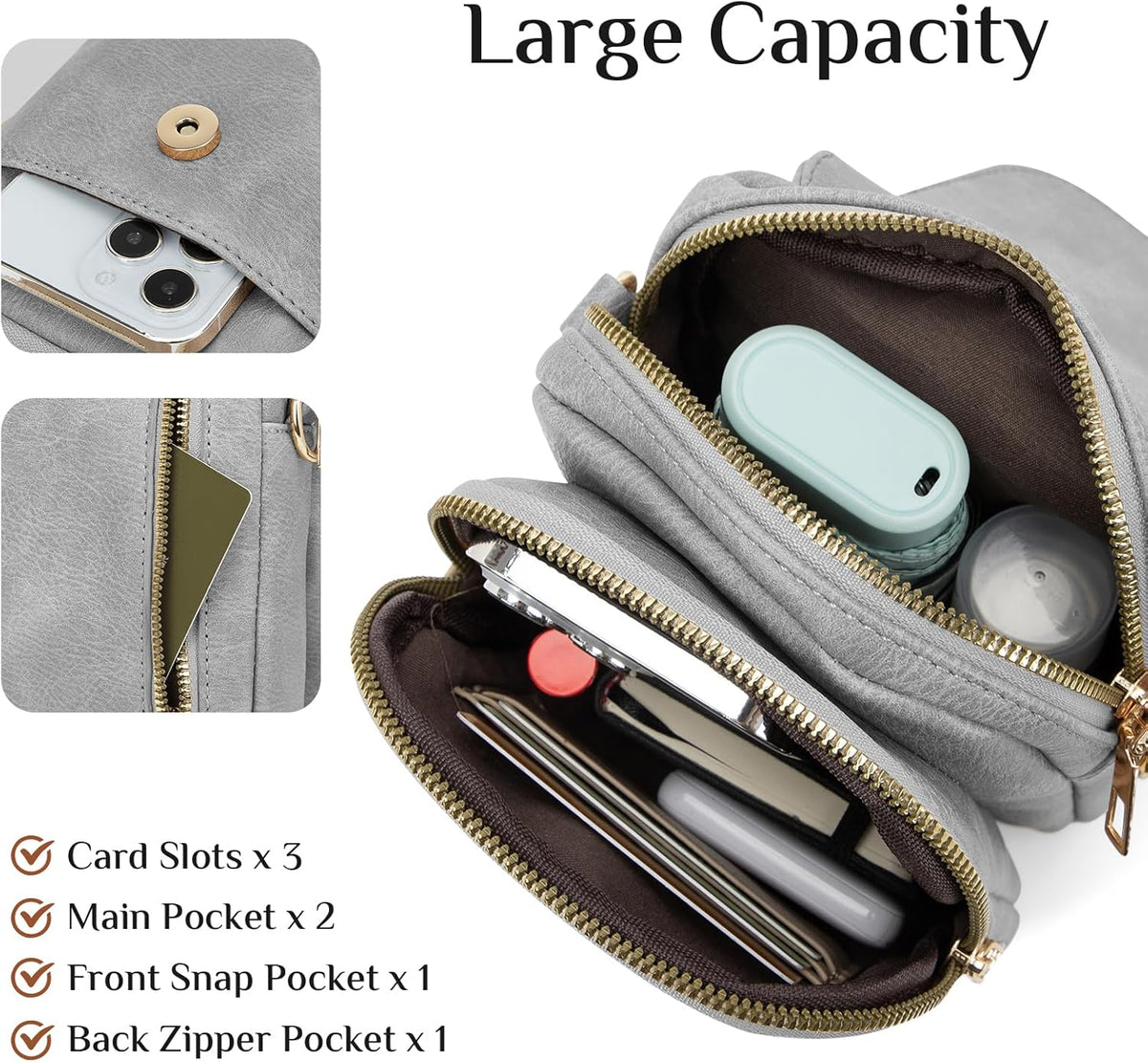 Fashion Small Crossbody Bags for Women Trendy Designer Cell Phone Purses Wallets with Card Holder Anti Theft Travel