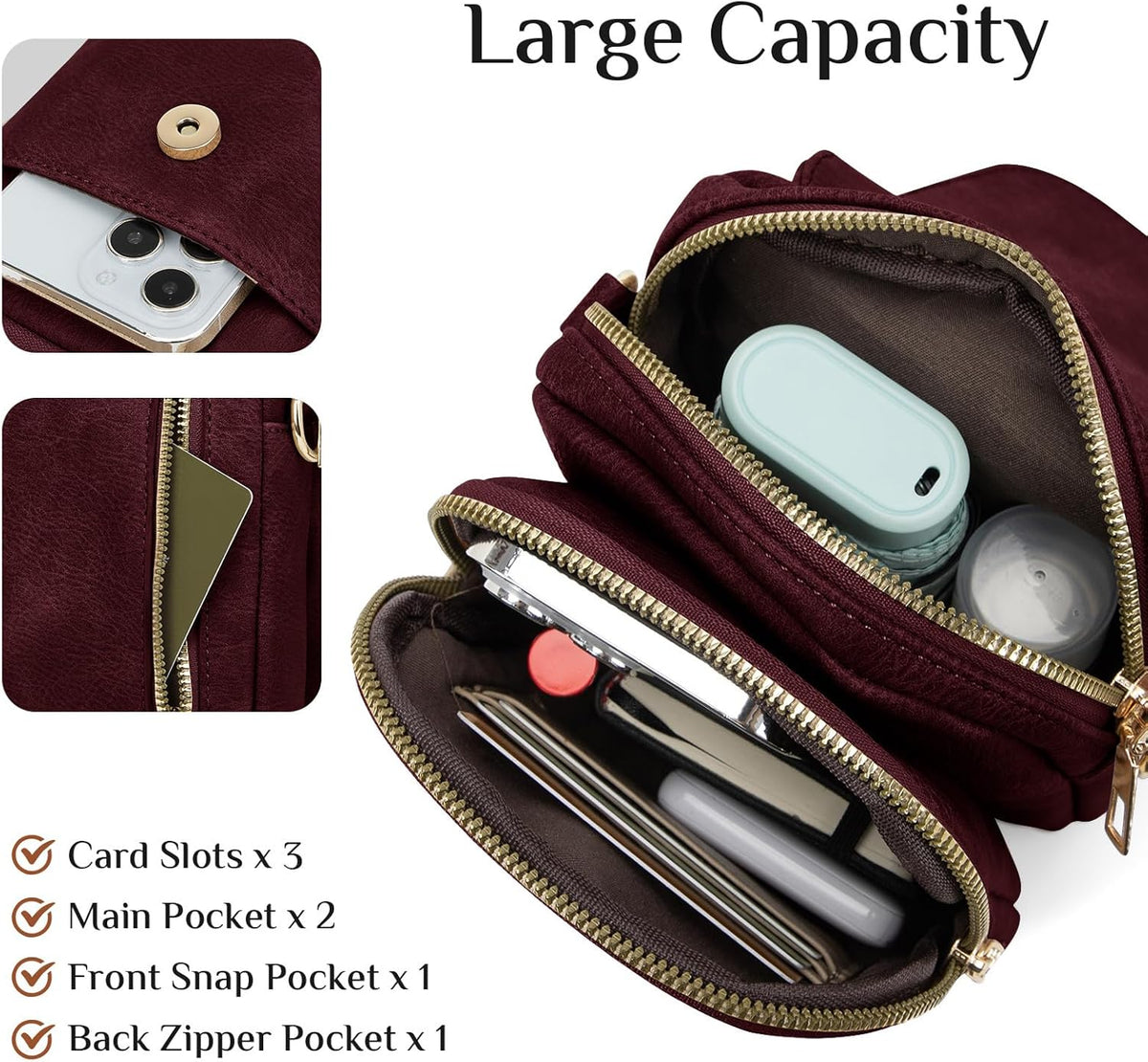 Fashion Small Crossbody Bags for Women Trendy Designer Cell Phone Purses Wallets with Card Holder Anti Theft Travel