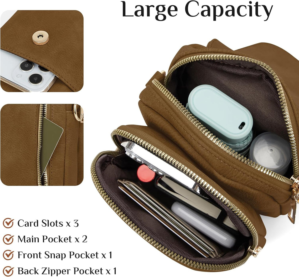 Fashion Small Crossbody Bags for Women Trendy Designer Cell Phone Purses Wallets with Card Holder Anti Theft Travel