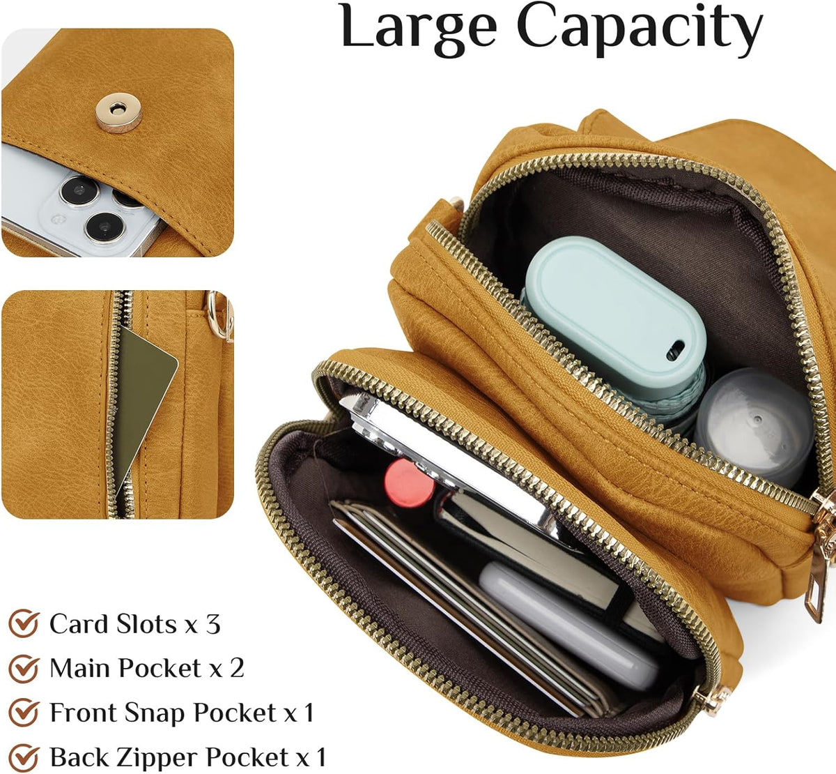 Fashion Small Crossbody Bags for Women Trendy Designer Cell Phone Purses Wallets with Card Holder Anti Theft Travel