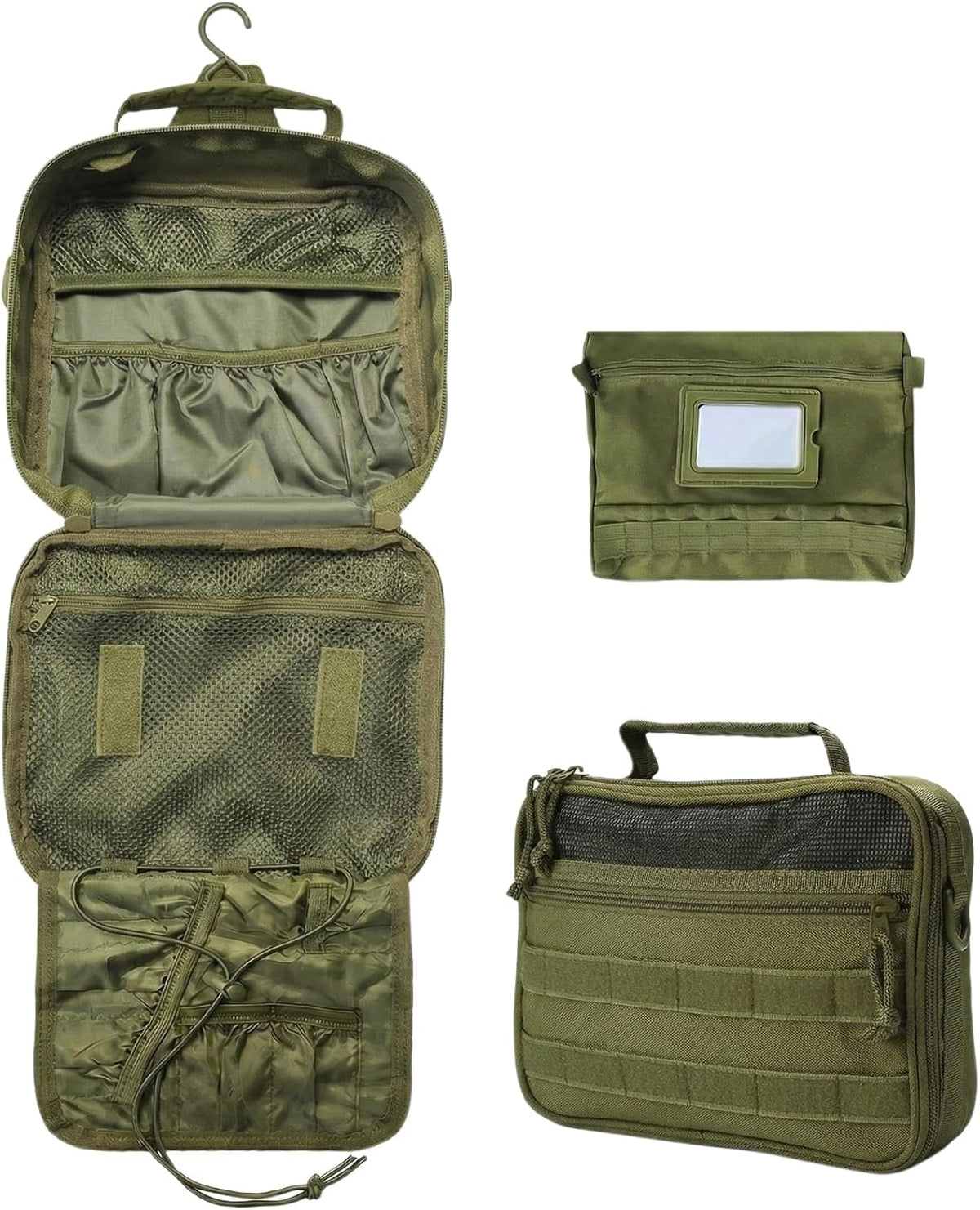 VELVEBAG ﻿Tactical Toiletry Bag for Men, Mens Toiletry Travel Bag, Hanging Dopp Kit Waterproof Travel Shaving Hygiene Bag, Bathroom Multi-pocket Organizer for Short Trips, Camping & Gym, Black
