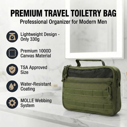 VELVEBAG ﻿Tactical Toiletry Bag for Men, Mens Toiletry Travel Bag, Hanging Dopp Kit Waterproof Travel Shaving Hygiene Bag, Bathroom Multi-pocket Organizer for Short Trips, Camping & Gym, Black