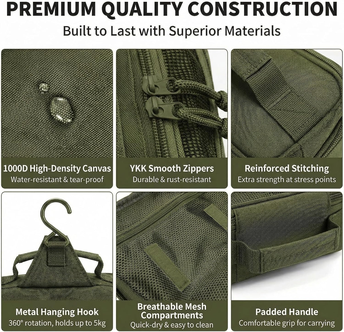 VELVEBAG ﻿Tactical Toiletry Bag for Men, Mens Toiletry Travel Bag, Hanging Dopp Kit Waterproof Travel Shaving Hygiene Bag, Bathroom Multi-pocket Organizer for Short Trips, Camping & Gym, Black