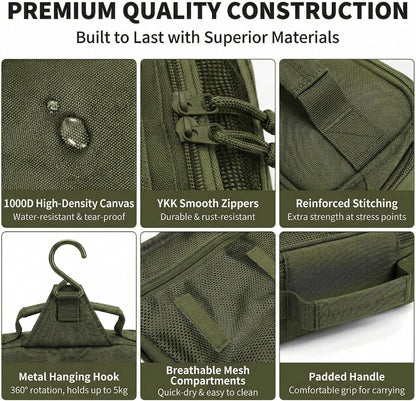 VELVEBAG ﻿Tactical Toiletry Bag for Men, Mens Toiletry Travel Bag, Hanging Dopp Kit Waterproof Travel Shaving Hygiene Bag, Bathroom Multi-pocket Organizer for Short Trips, Camping & Gym, Black