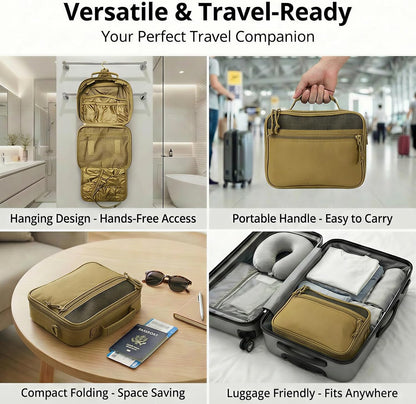 VELVEBAG ﻿Tactical Toiletry Bag for Men, Mens Toiletry Travel Bag, Hanging Dopp Kit Waterproof Travel Shaving Hygiene Bag, Bathroom Multi-pocket Organizer for Short Trips, Camping & Gym, Black