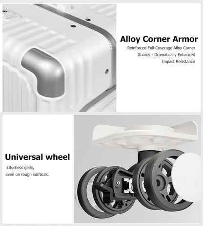 20in Aluminum Frame PC Carry On Luggage Tri-Zone Access Hard Shell Brake Wheels Suitcase with Cup Holder, Phone Holder, TSA Approved Lock (Silver, 20")