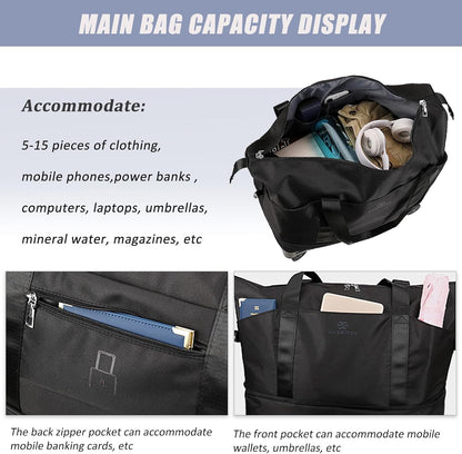 Duffle Bag with Wheels,Foldable Duffle Bag for Travel,Large Suitcases with Wheels,Foldable Travel Bags,Expandable Luggage,Carry on Luggage for Women Men (Pink)