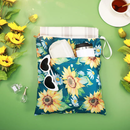4 Pcs Large Waterproof Wet Dry Bag for Baby Swimsuit 20x16 inches Reusable Washable Travel Diaper Bag Sealed with Handle for Travel Beach Gym Clothes and Toiletries Pool(Flower Style)