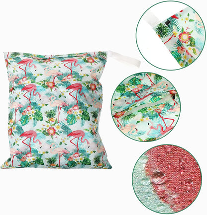 4 Pcs Large Waterproof Wet Dry Bag for Baby Swimsuit 20x16 inches Reusable Washable Travel Diaper Bag Sealed with Handle for Travel Beach Gym Clothes and Toiletries Pool(Flower Style)