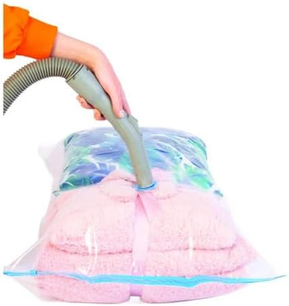 Vacuum Storage Bags 2-Pack | Space Saver Compression Bags for Clothes, Bedding & Comforters, Large + Small Sizes, Reusable with Pump or Vacuum