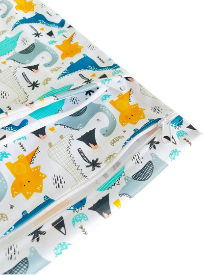 Wet Dry Bag for Cloth Diapers, 2PCS Waterproof Reusable Wet Bag with Zippered Pockets, Washable, Reusable for Travel, Beach, Pool, Stroller, Diapers, Dirty Gym Clothes, Swimsuits, 14x12In & 12x11In