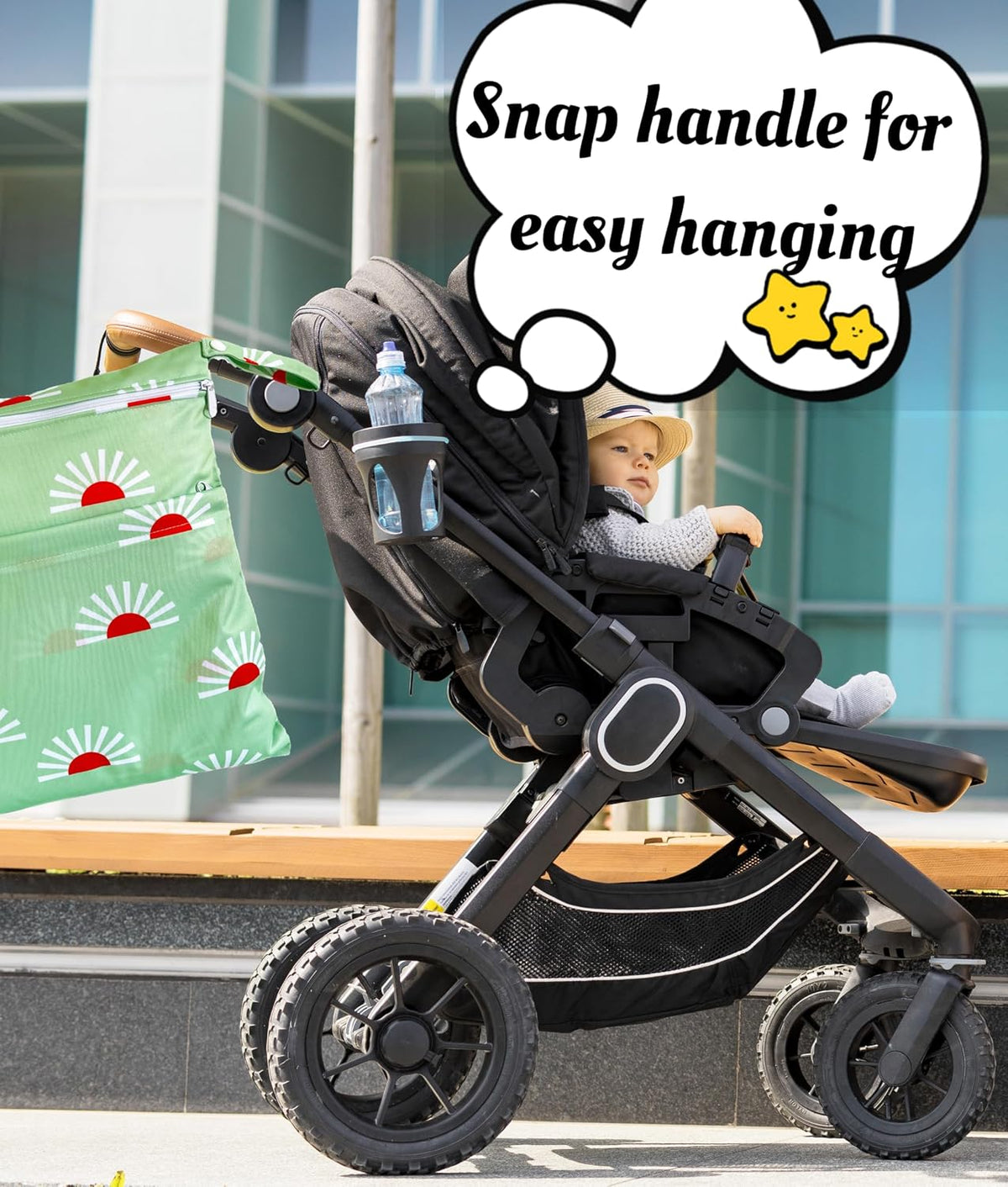 Wet Dry Bag for Cloth Diapers, 2PCS Waterproof Reusable Wet Bag with Zippered Pockets, Washable, Reusable for Travel, Beach, Pool, Stroller, Diapers, Dirty Gym Clothes, Swimsuits, 14x12In & 12x11In