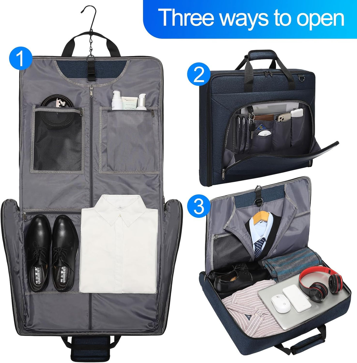 Carry On Garment Bags for Travel Hanging Clothes Suit Bag Luggage Organizer, Foldable Suit Carrier Gift for Men Women